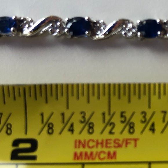 NIB--14 karat white gold sapphire and diamond bracelet - Picture 3 of 6